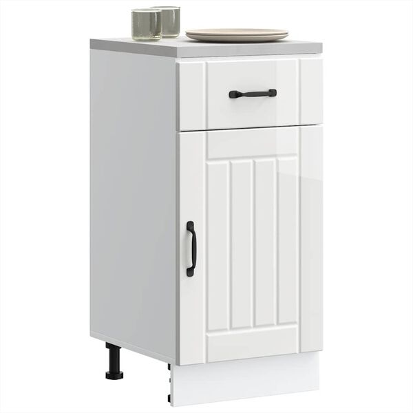 vidaXL Kitchen Base Cabinet Shiny White Engineered Wood Medium