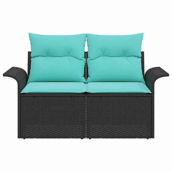 vidaXL Garden Sofa with Cushion Black 141 x 62 x 69 cm poly rattan