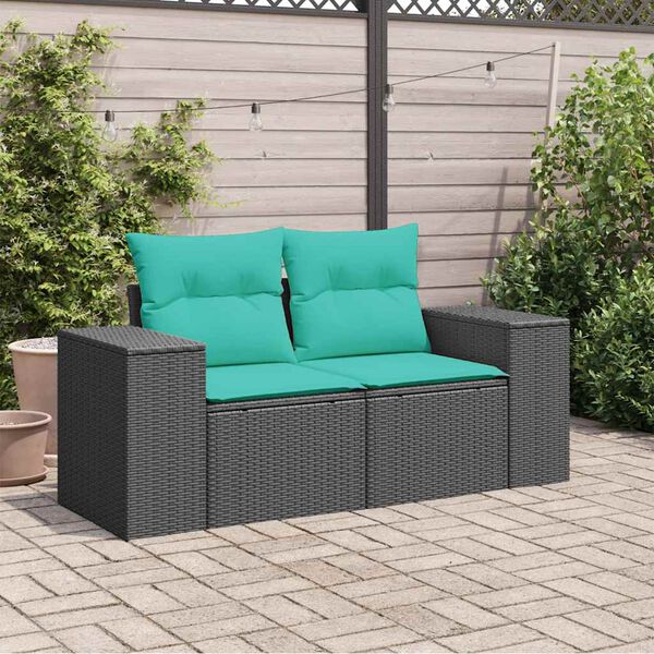 vidaXL Garden Sofa Black, Blue