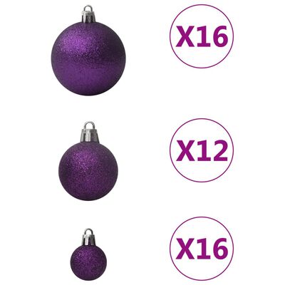 vidaXL 100 Piece Christmas Ball Set Purple