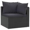 vidaXL Garden Sofa Black Poly Rattan Medium Modular Garden Sofa