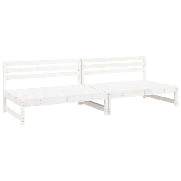 vidaXL Garden Middle Sofa White Solid pine wood Medium Foldable