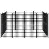 vidaXL Dog Kennel Black Powder-coated steel Durable Dog Kennel Square