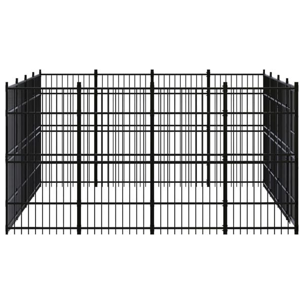 vidaXL Dog Kennel Black Powder-coated steel Durable Dog Kennel Square