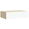 vidaXL Drawer Shelf Oak and White MDF, Metal Compact Wall Shelf