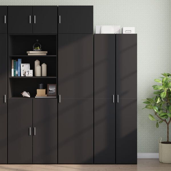 vidaXL Wall Cabinet Black Engineered wood Compact Wall Cabinet