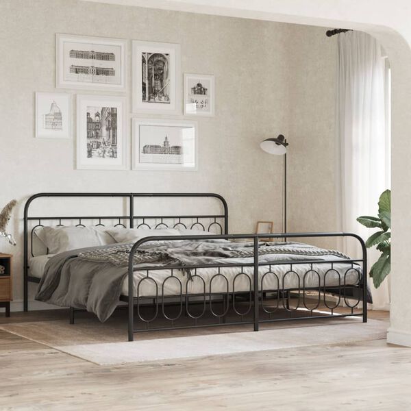 vidaXL Bed Frame Black Steel 78.7x78.7 in Bed Frame Rectangular
