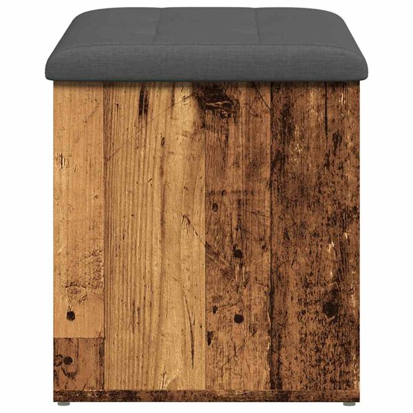 vidaXL Storage Bench Old wood, Dark grey Engineered Wood, Fabric, Foam
