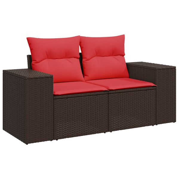 vidaXL 3 Piece Garden Sofa Set with Cushions Brown Poly Rattan