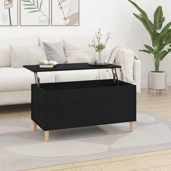 vidaXL Coffee Table Black Engineered wood Standard Adjustable Armrests