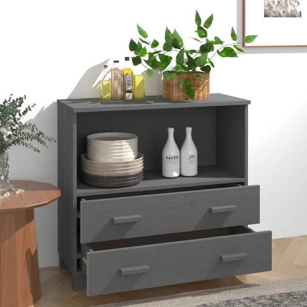 vidaXL Sideboard Dark Gray Solid Pine Wood Medium Sideboard