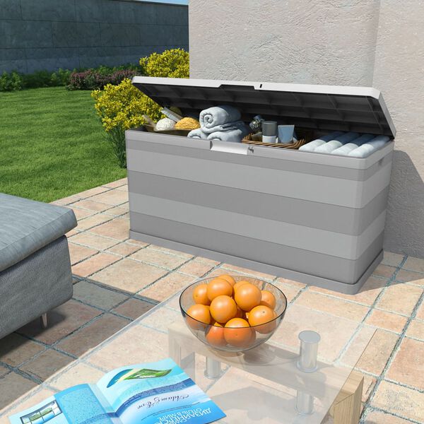 vidaXL Outdoor Storage Box Light Grey Polypropylene 46.1x17.7x22.0 in