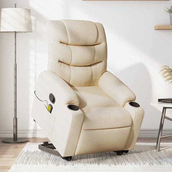 vidaXL Stand Up Massage Recliner Chair Cream