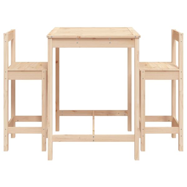 vidaXL Garden Bar Set Natural Pine Solid Pine Wood Small Footrest