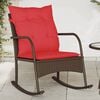 vidaXL Patio Rocking Chair Brown PE rattan Medium Removable Covers
