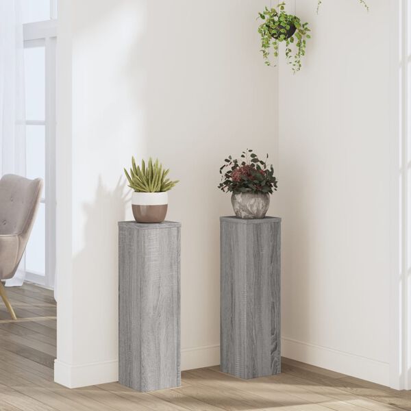 vidaXL Plant Stand Set of 2 Grey Sonoma Engineered Wood Tall