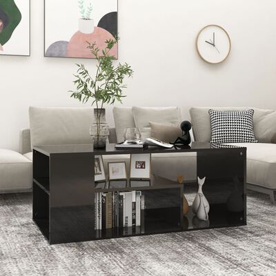 vidaXL Coffee Table High Gloss Black 39.4"x19.7"x15.7" Engineered Wood