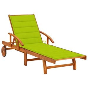 vidaXL Sunlounger Bright green Solid acacia wood 78.7 in long