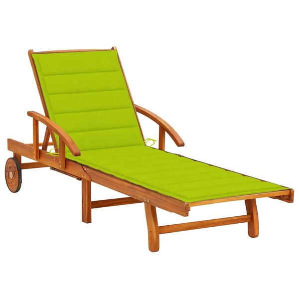 vidaXL Sunlounger Bright green Solid acacia wood 78.7 in long