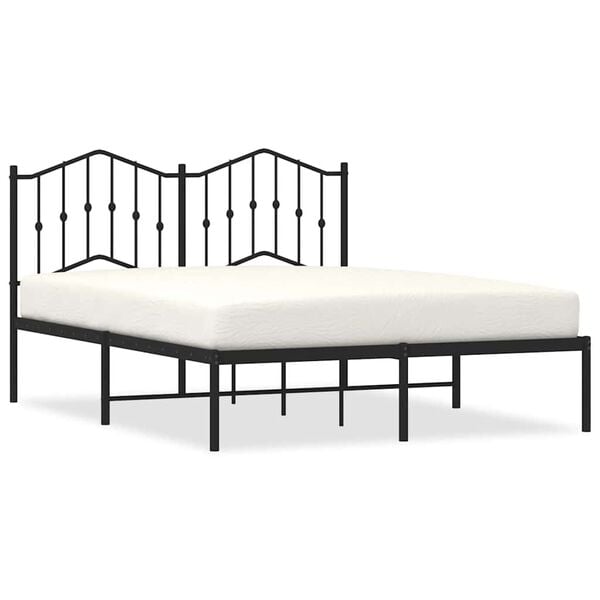 vidaXL Bed Frame Black Powder-Coated Steel Large Bed Frame Rectangular