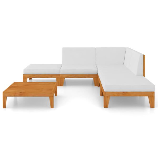 vidaXL Garden Lounge Set Cream white cushion, Natural wood Solid Acacia wood