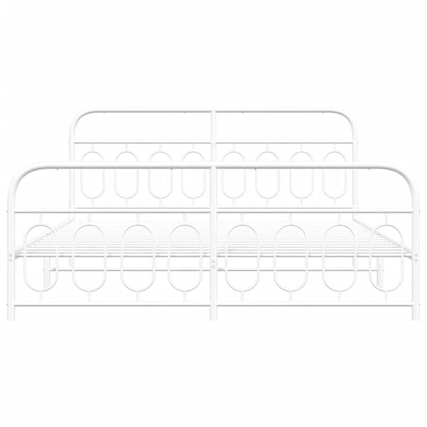 vidaXL Bed Frame White Steel Super King Bed Frame Rectangular Modern