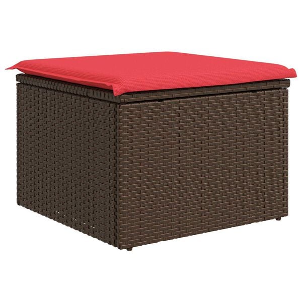 vidaXL Garden Stool Brown 21.65 x 21.65 x 14.57 in Poly Rattan
