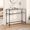 vidaXL Console Table Black Tempered Glass, Stainless Steel Medium Simple