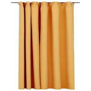 vidaXL Linen-Look Blackout Curtain with Hooks Yellow 114.2x96.5"