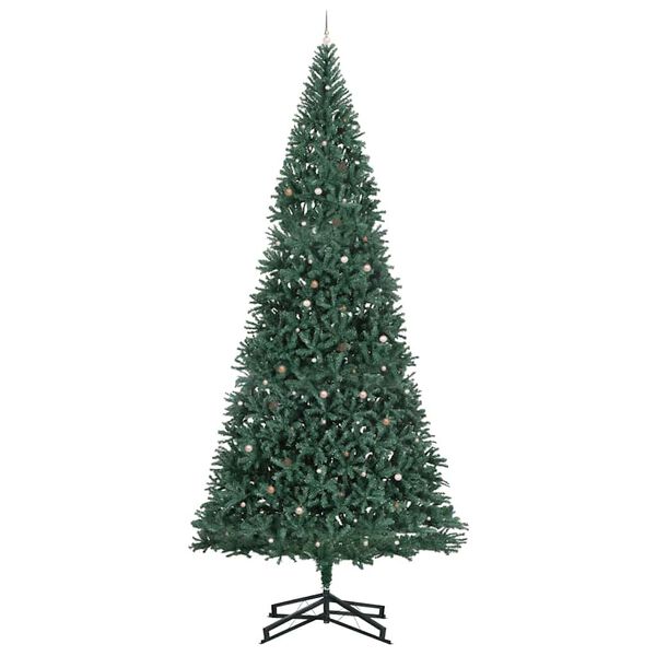 vidaXL Artificial Pre-lit Christmas Tree with Ball Set Green 196.85 in