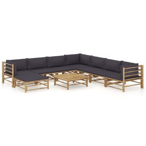 vidaXL Garden Lounge Set Dark Grey, Bamboo Bamboo, 100% Polyester