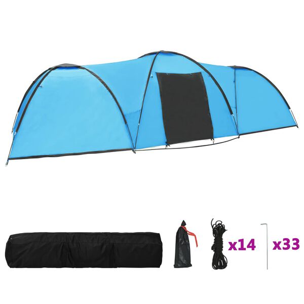 vidaXL Camping Igloo Tent 255.9x94.5x74.8" 8 Person Blue