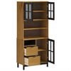 vidaXL Highboard Brown, Black Solid pine wood, Tempered glass, Plastic