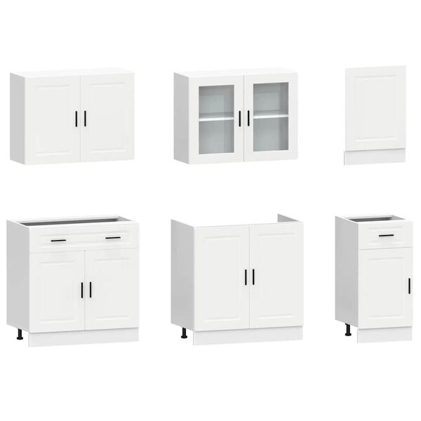 vidaXL Kitchen Cabinet Set White Engineered wood and glass Large