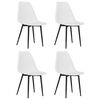 vidaXL Dining Chair Set of 4 White Polypropylene, Powder-Coated Metal