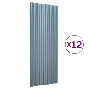 vidaXL Roof Panels 12 pcs Galvanized Steel Gray 39.4"x14.2"