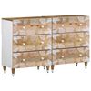 vidaXL Sideboard Set of 2 Mango Natural with White Paint Screen