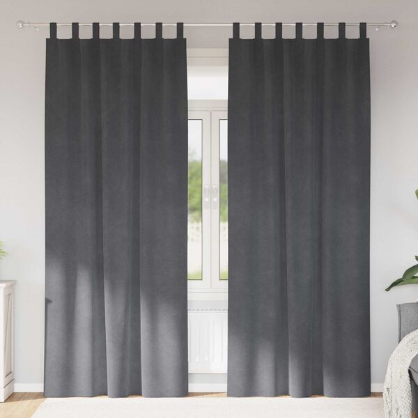 vidaXL Blackout Curtains 2 pcs Light Grey 55.12 x 96.46 in Velvet