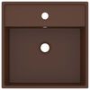 vidaXL Luxury Basin Overflow Square Matt Dark Brown 16.1x16.1" Ceramic