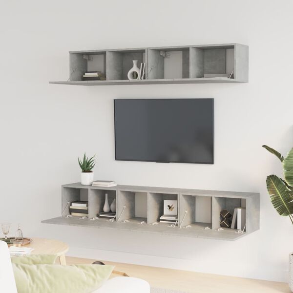 vidaXL TV Cabinet Set Set of 5 Concrete Grey Engineered Wood Medium