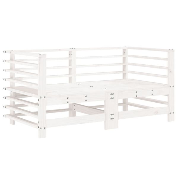 vidaXL Garden Corner Sofa White Solid Pine Wood Standard Modular