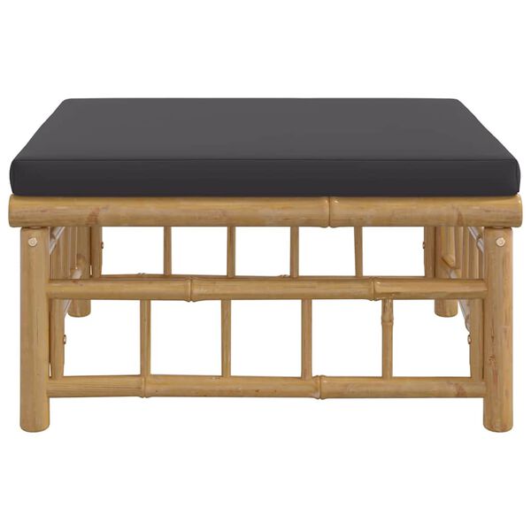 vidaXL Garden Footstool Natural finish bamboo, Dark gray cushion