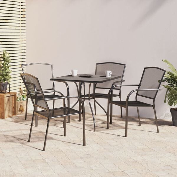 vidaXL Garden Dining Set Anthracite Steel (e-coated and powder-coated)