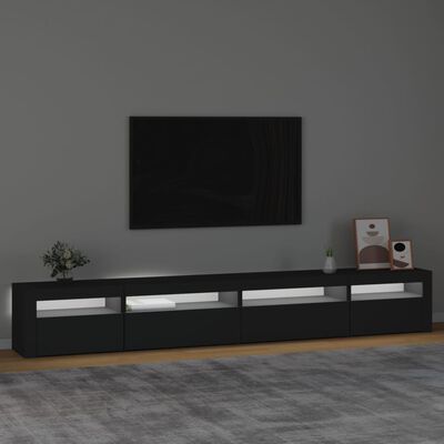 vidaXL TV Stand with LED Lights Black 106.3"x13.8"x15.7"