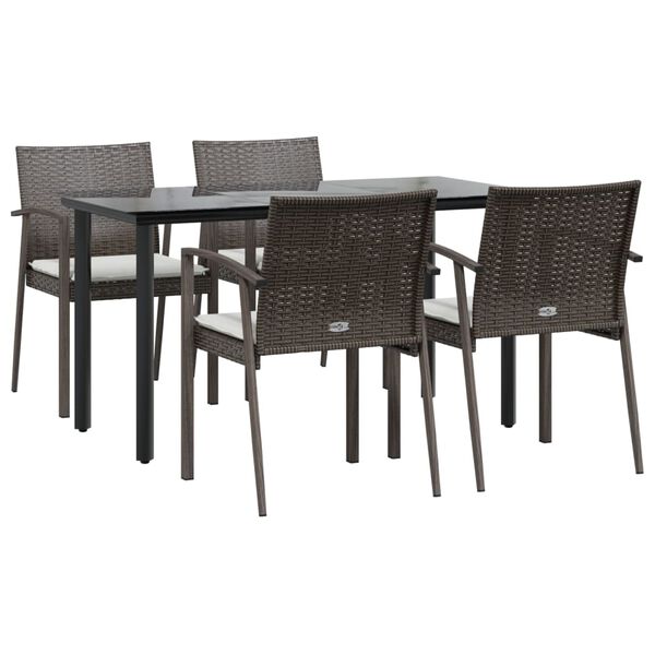 vidaXL Garden Dining Set Brown, Black, Cream White