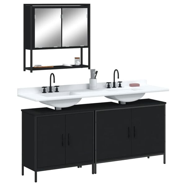 vidaXL Bathroom Furniture Set Black