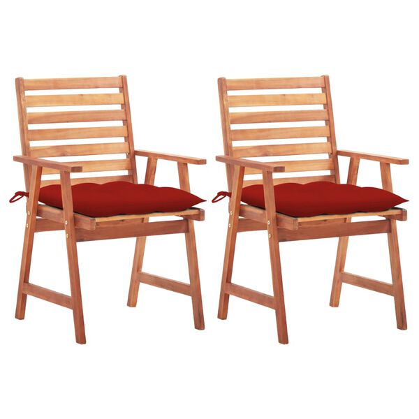 vidaXL Patio Chair Set of 2 Wooden/Brown, Red