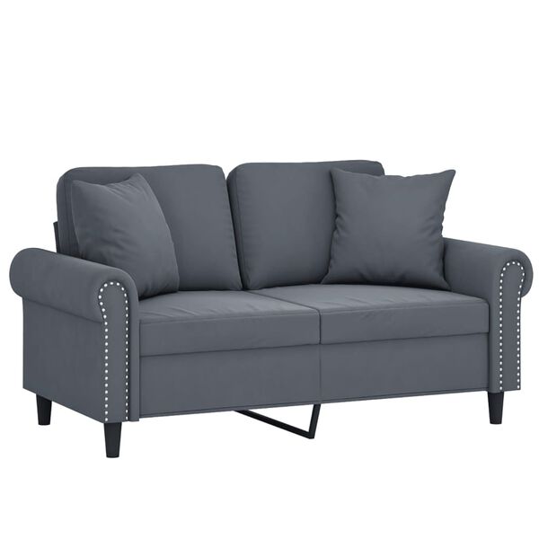 vidaXL 2-seater Sofa Dark Grey Velvet, Metal, Textilene 47.2 in seat width