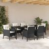 vidaXL Garden Dining Set with Cushion 7 pcs Black Poly Rattan