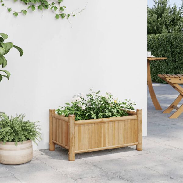 vidaXL Planter Natural Bamboo 19.7 x 11.8 x 9.8 in Decorative Inlays